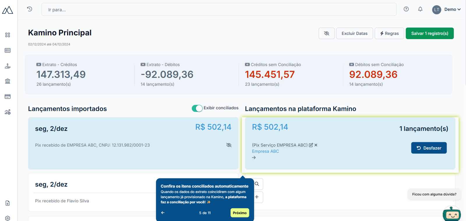 Módulo Conciliação Bancária Newt